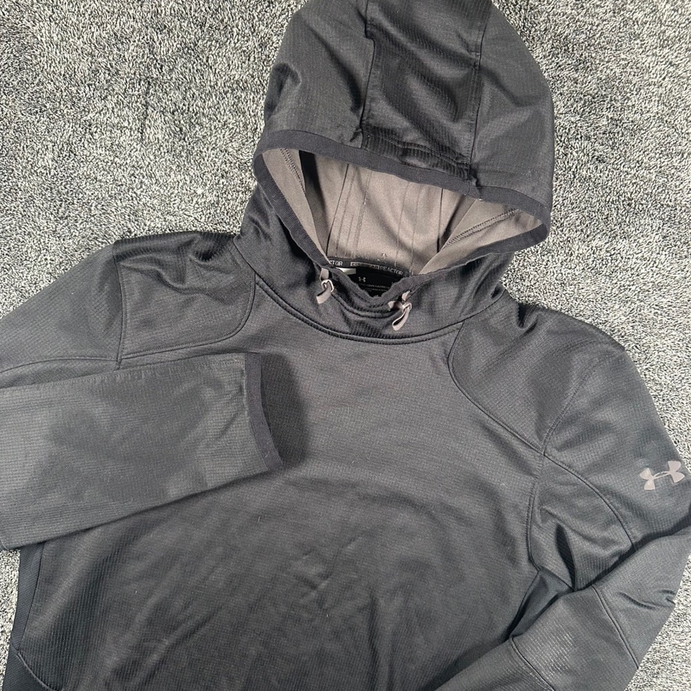 Under Armour Hoodie Mens Large ColdGear Reactor Black Fitted Pullover Training